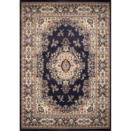 HOME DYNAMIX Home Dynamix 769924013151 3 ft. 7 in. x 5 ft. 2 in. Premium Sakarya Area Border Rug - Navy Blue 769924013151